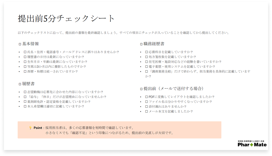 提出前5分チェックシート