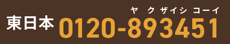 フリーダイアル東日本：0120-893451(ヤクザイシコーイ)